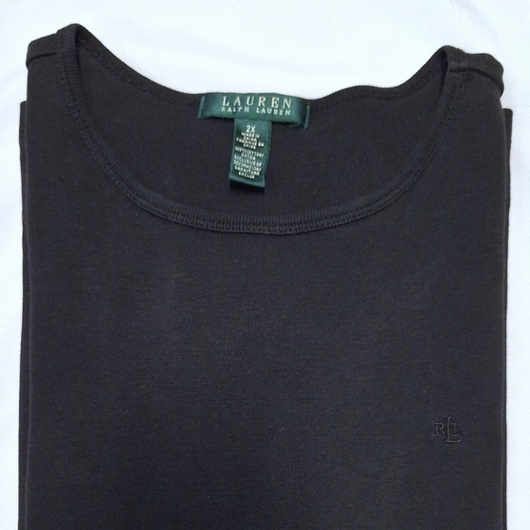 Lauren Ralph Lauren Womens Black Crew Neck T-Shirt Short Sleeve 100% Cotton 2XL - Picture 2 of 12